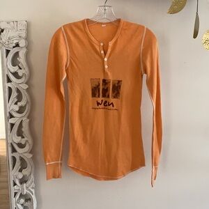 🪞 thermal peach long sleeve button front cotton henley light sweater